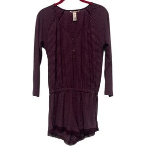 Victoria’s Secret Long Sleeve Ribbed Romper PJ Lounge Pajama Set